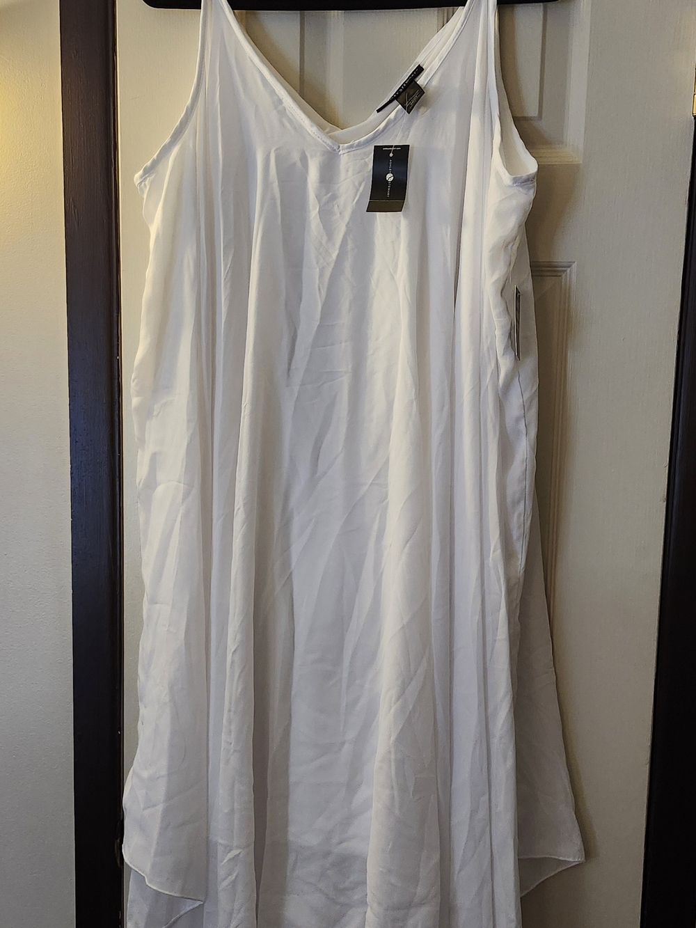 Women's White V-Neck Slip Dress With Gold Decorative Hardware As Straps -22/24
